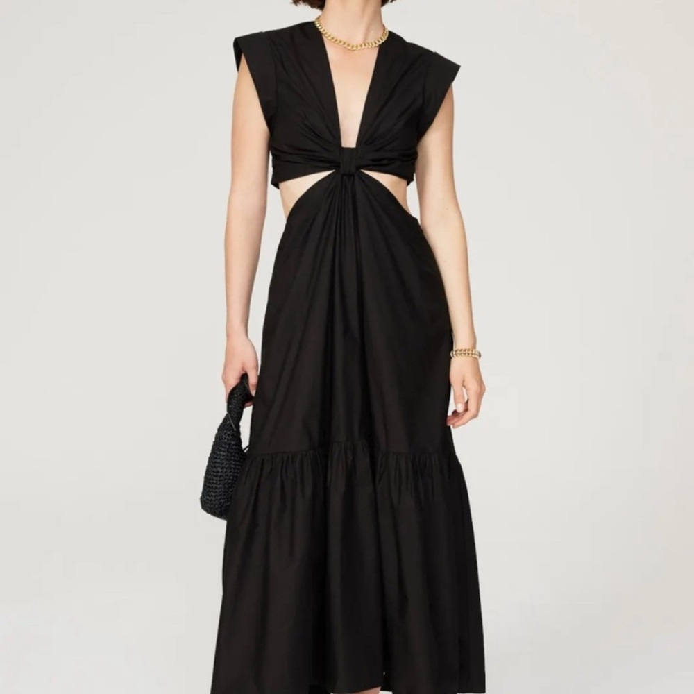 ALC Alexandria Black Cut-Out Midi Dress